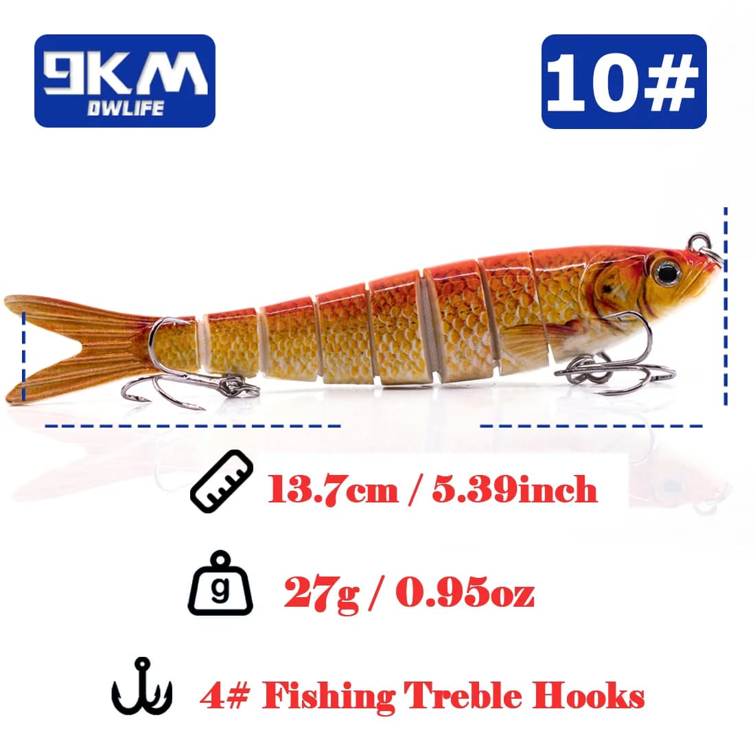 27g Multi-leddet sakte synkende swimbait lure
