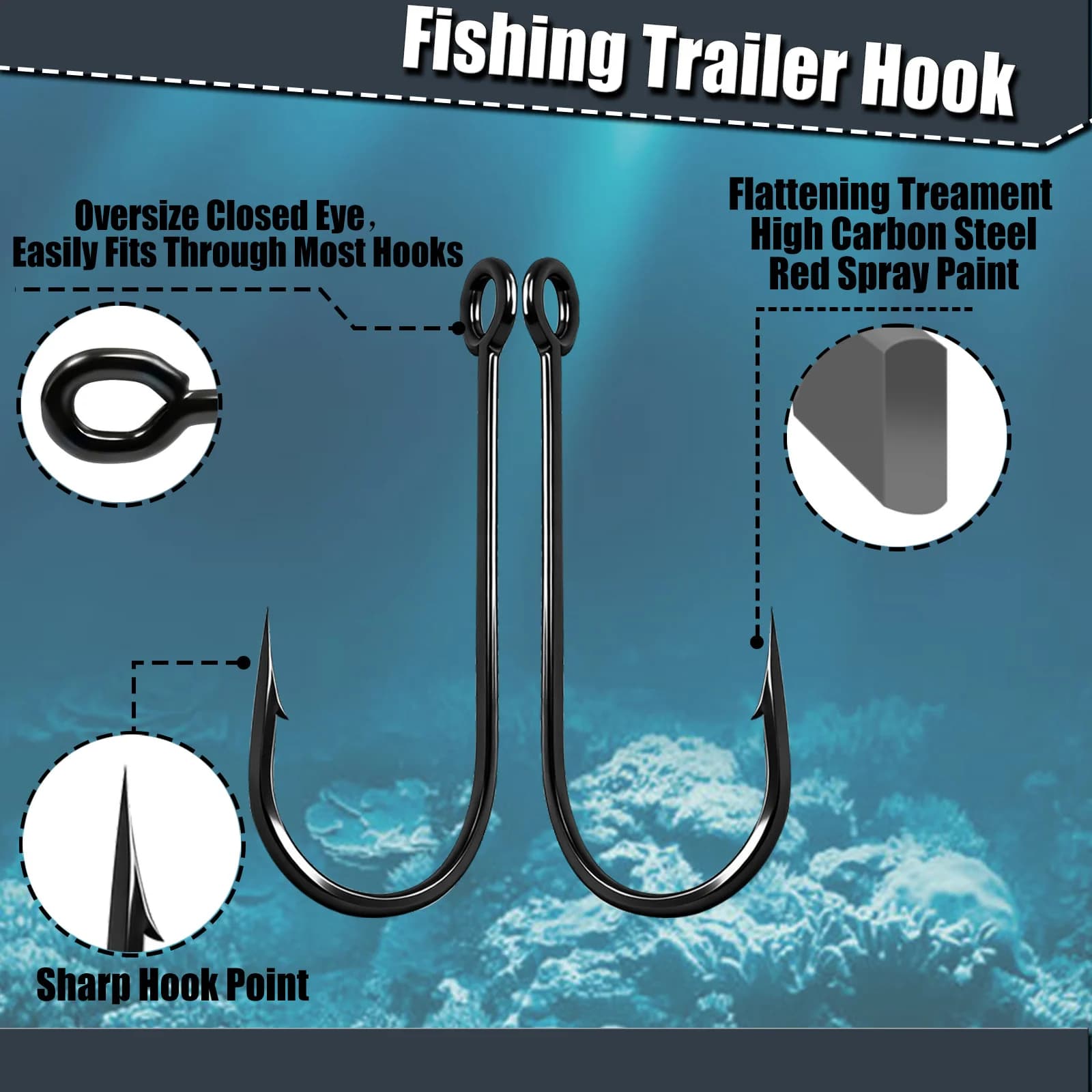 Fishing Trailer Hooks for Spinnerbaits, 50-200 stk