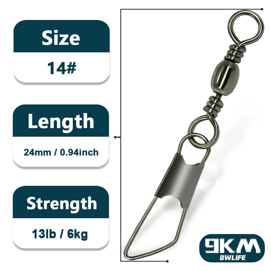 Tønnevirvler med sikkerhetskarabin og solid ring