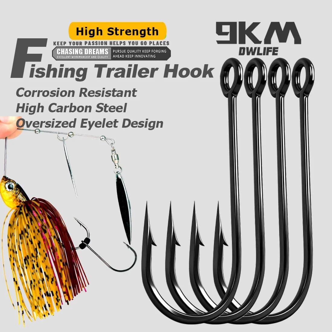 Fishing Trailer Hooks for Spinnerbaits, 50-200 stk
