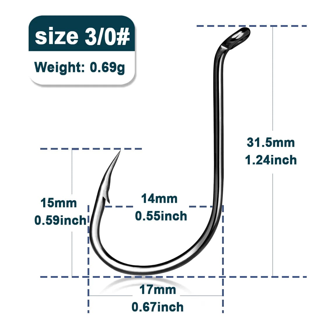Offset oktopuskroker med agnholder, 50-100 stk