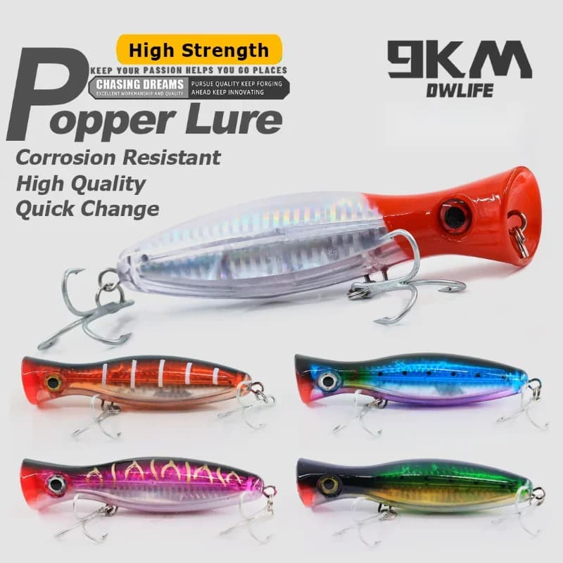 13cm Saltvannstopwater Popper Wobbler med Treblekrok