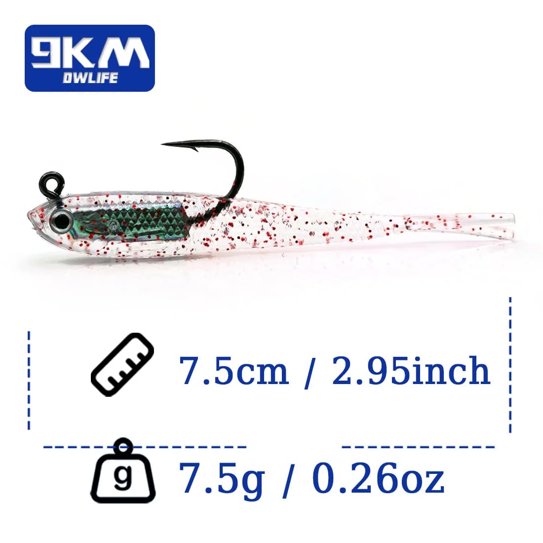 Soft Swimbait Lures med jigghode, 5-pakning