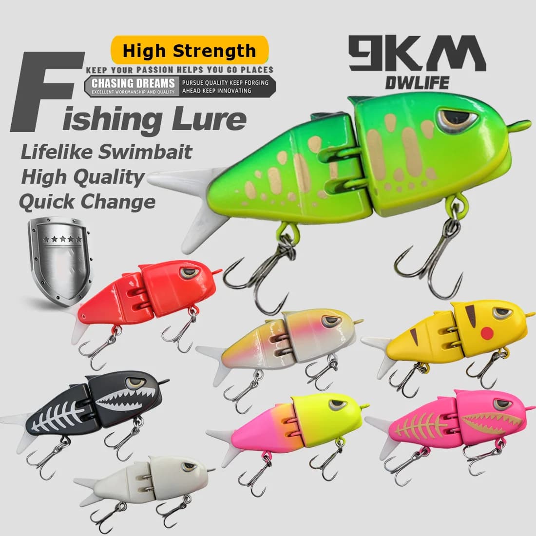Mini VIB Swimbait Sakte Synkende Wobbler med 3D Øyne