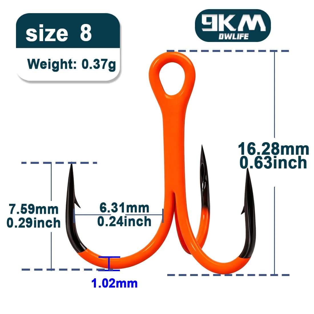 Orange UV Sterke Treble Fiskekroker