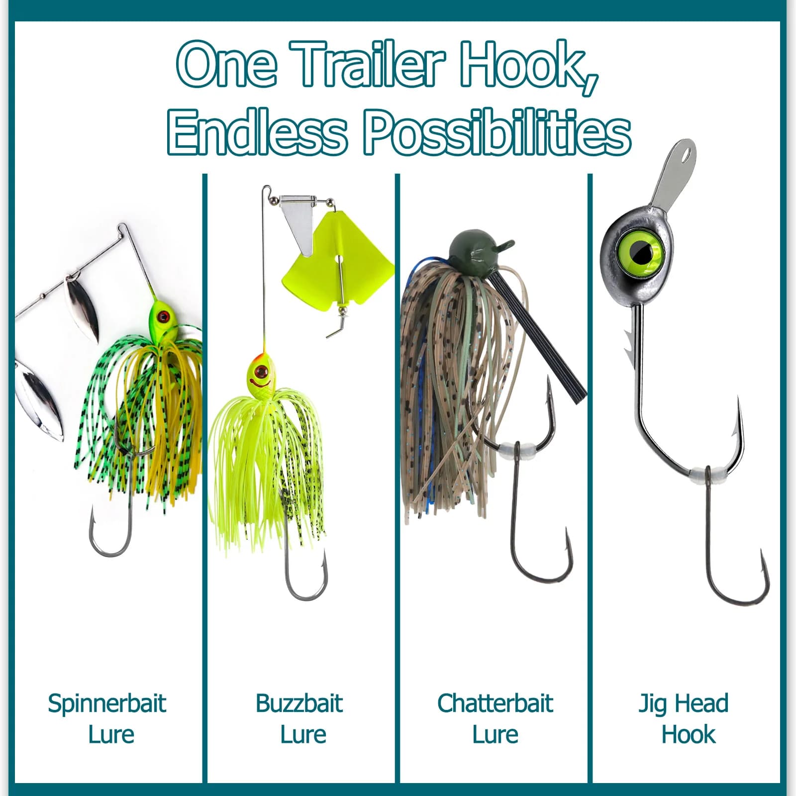 Fishing Trailer Hooks for Spinnerbaits, 50-200 stk